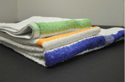 16" x 27" Green Stripe 2.75 lb 10S Hotel Hand Towel