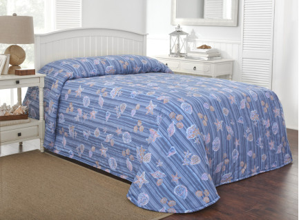 81" x 110" Martex Rx Bedspread, Twin Size, Shells & Stripes