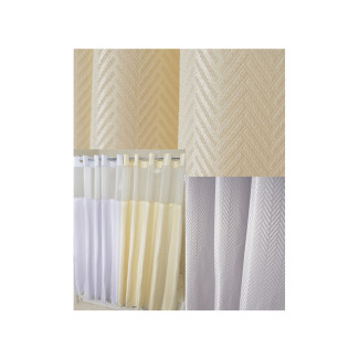 72" x 74" Ezy-Hang Chevron Shower Curtain with Voile Window and Snap-Away Liner, Beige