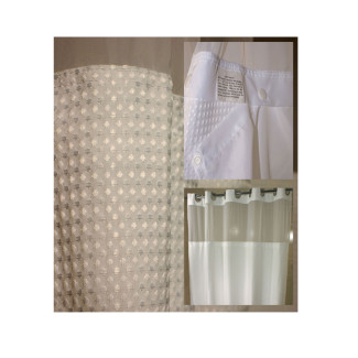 72" x 74" Ezy-Hang Empire Waffle Shower Curtain with Voile Window and Snap-Away Liner, White