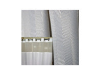 71" x 77" Ezy-Hang Herringbone Shower Curtain with Voile Window and Snap-Away Liner, White