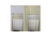 72" x 74" Ezy-Hang Stardust Shower Curtain with Voile Window and Snap-Away Liner, Beige