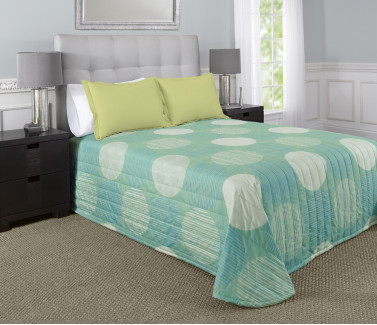 81" x 110" Martex Rx Bedspread, Twin Size, Circle & Stripes Aqua