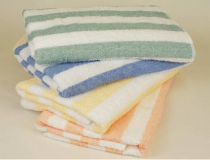 30" x 60" Fibertone™ Cabana Stripe Pool Towels, 13 lb, Sandstone