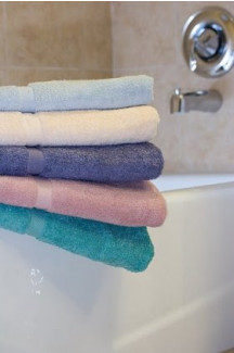 27" x 54" 17 lb. Oxford Imperiale Hotel Bath Towel, Dyed Blue Mist
