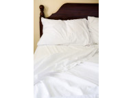 60" x 80" x 15" T-180 White Queen XXD Percale Fitted Sheets