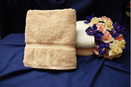 27" x 50" 14 lbs. Royal Suite Beige Hotel Bath Towel